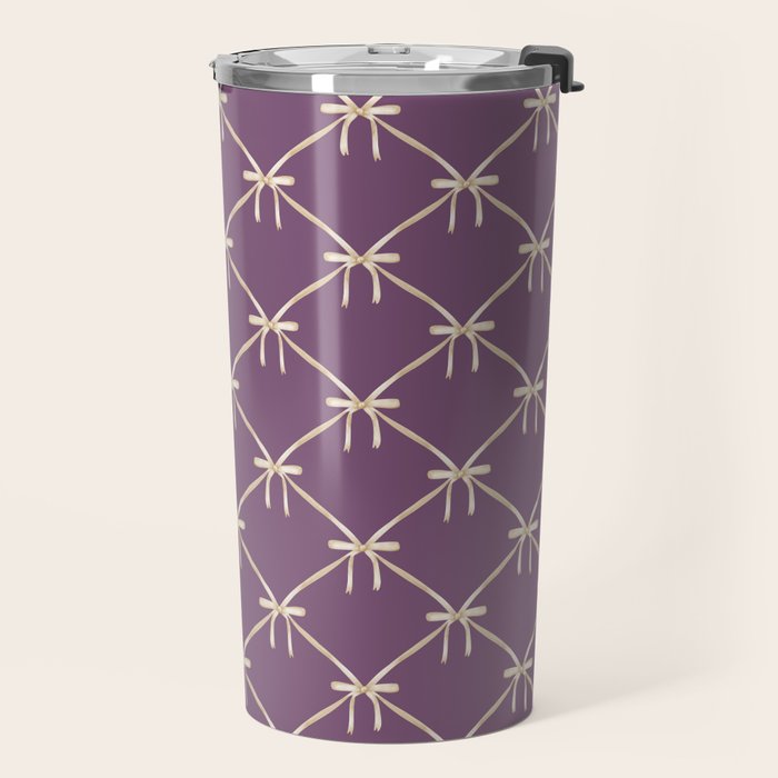 Bows & Ribbons Pattern XXXVI Lavender Purple Travel Mug Gallery Image 2