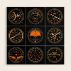 Aircraft Flight Instruments - Full Black Wood Wall Art Gallery Image 1