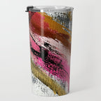 Motivation [3] : a colorful, vibrant abstract piece in pink red, gold, black and white Travel Mug Gallery Image 3