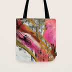 Motivation [3] : a colorful, vibrant abstract piece in pink red, gold, black and white Tote Bag Gallery Image 1