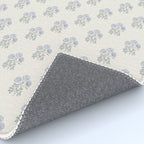 Vintage Sketched Floral Block Print - Blue Beige Rug Gallery Image 4