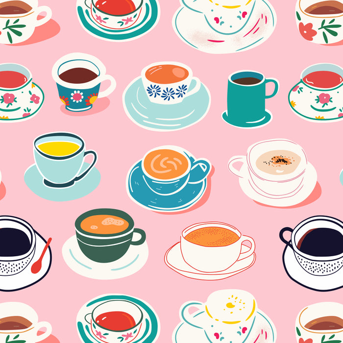 Retro hand drawn coffee tea cup pattern Coffee Mug Gallery Image 2