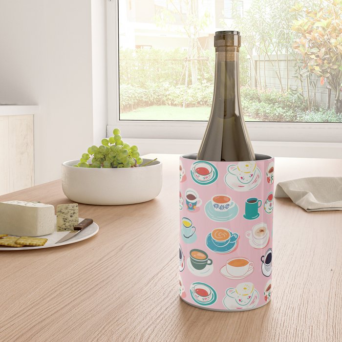 Retro hand drawn coffee tea cup pattern Wine Chiller Gallery Image 4
