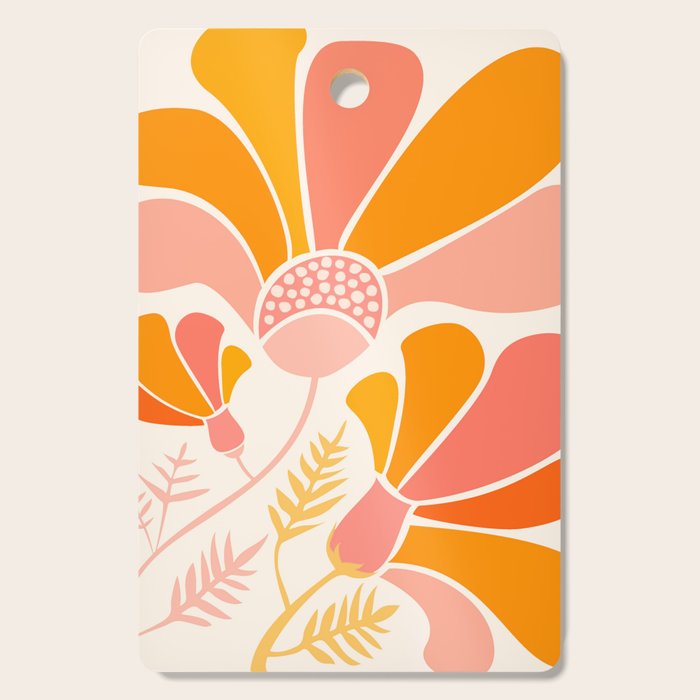 Floral Disco Party - 70s Style Wildflowers Cutting Board Gallery Image 1