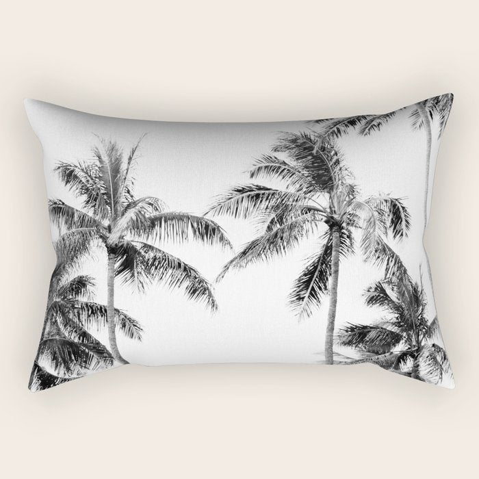 Palm Trees - Black and White Photography Rectangular Pillow Gallery Image 1