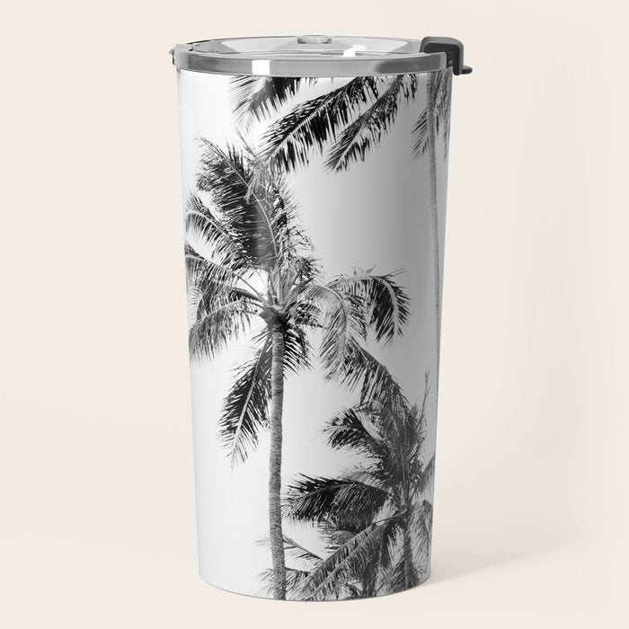 Palm Trees - Black and White Photography Travel Mug Gallery Image 2