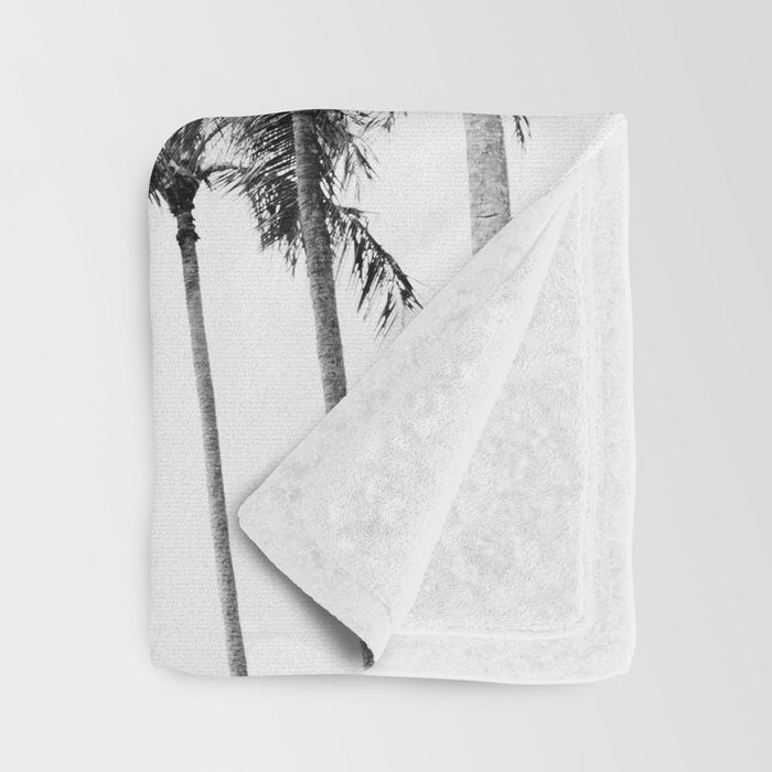 Palm Trees - Black and White Photography Throw Blanket Gallery Image 3