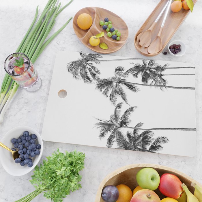 Palm Trees - Black and White Photography Cutting Board Gallery Image 2