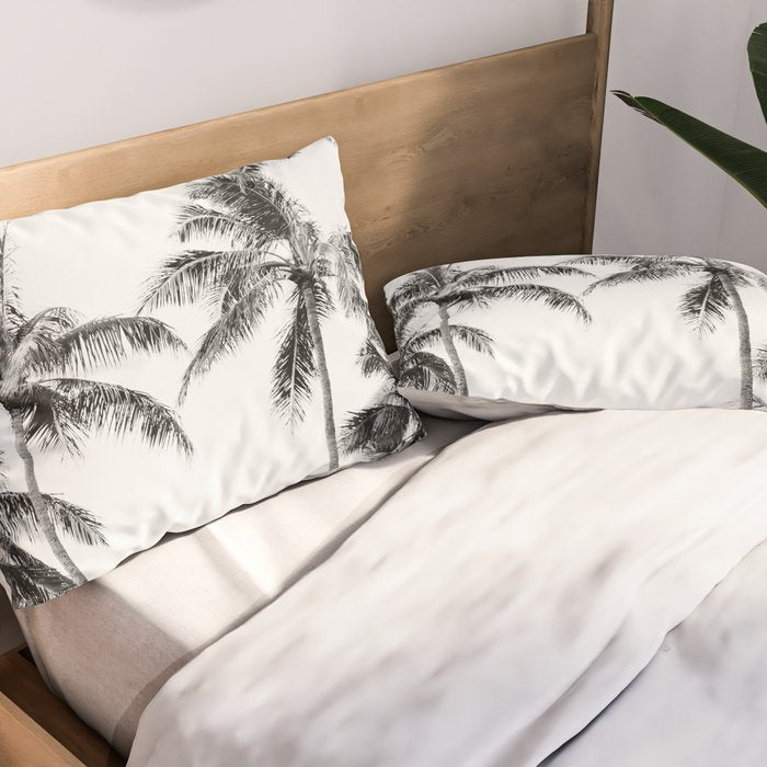 Palm Trees - Black and White Photography Pillow Sham Gallery Image 2