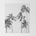 Palm Trees - Black and White Photography Throw Blanket Gallery Image 2
