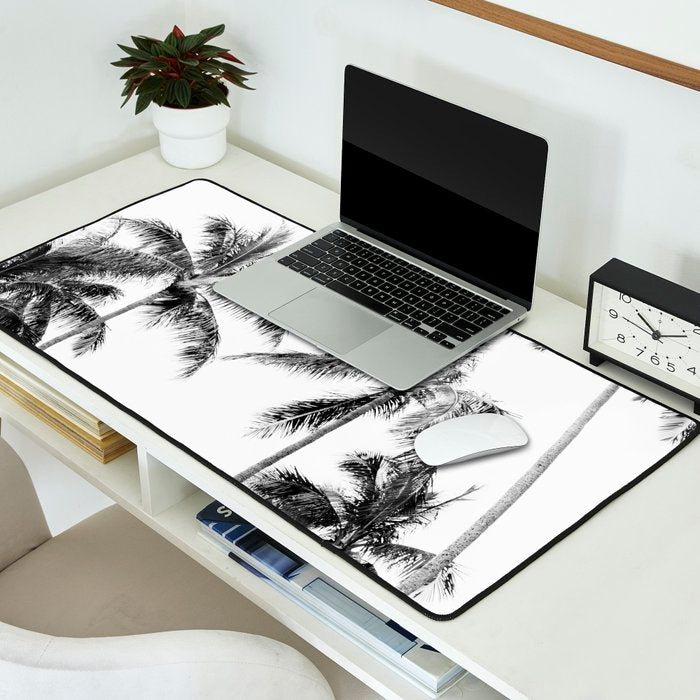 Palm Trees - Black and White Photography Desk Mat Gallery Image 2