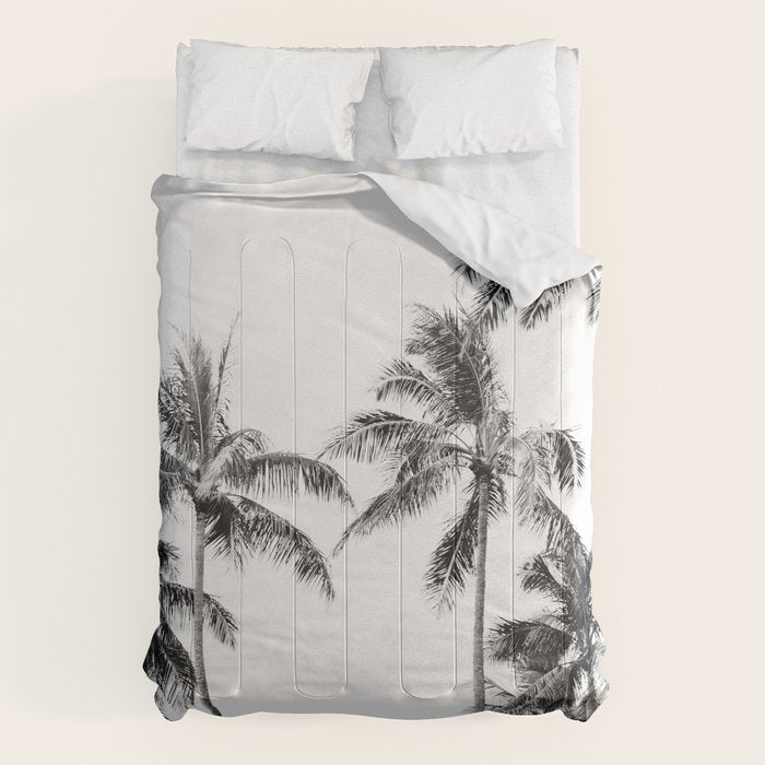 Palm Trees - Black and White Photography Comforter Gallery Image 6
