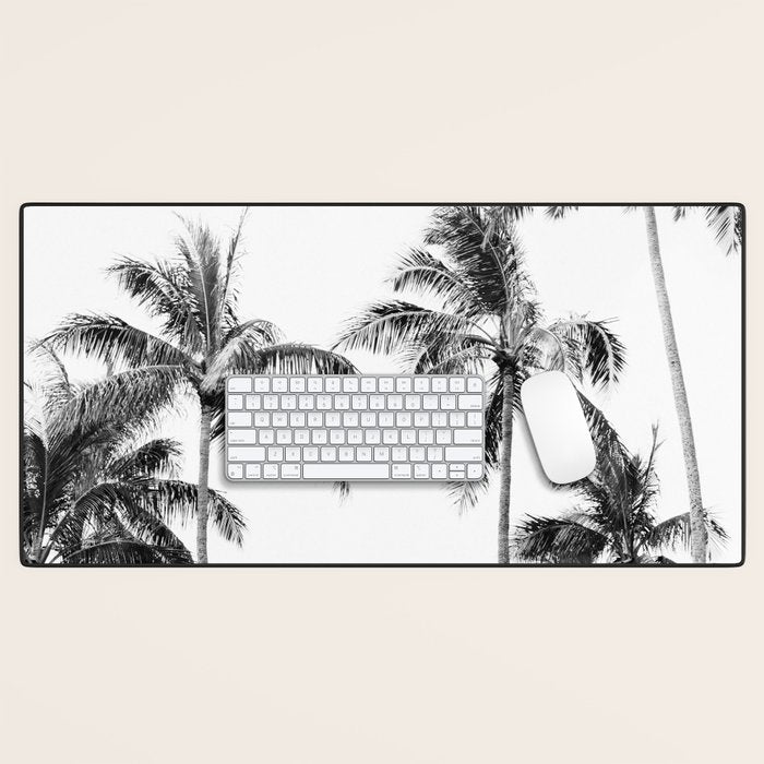 Palm Trees - Black and White Photography Desk Mat Gallery Image 1
