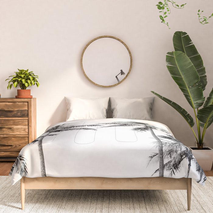 Palm Trees - Black and White Photography Comforter Gallery Image 3