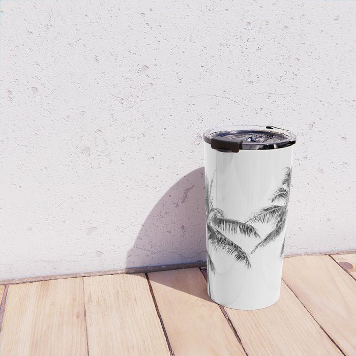Palm Trees - Black and White Photography Travel Mug Gallery Image 4