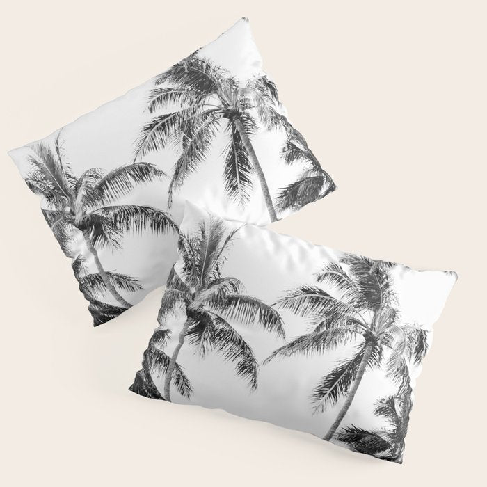Palm Trees - Black and White Photography Pillow Sham Gallery Image 3