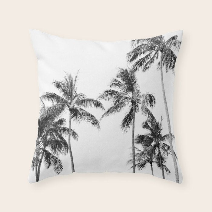 Palm Trees - Black and White Photography Throw Pillow Gallery Image 1