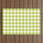 Springtime Flower Single in Lime Green and White Outdoor Rug Gallery Image 1