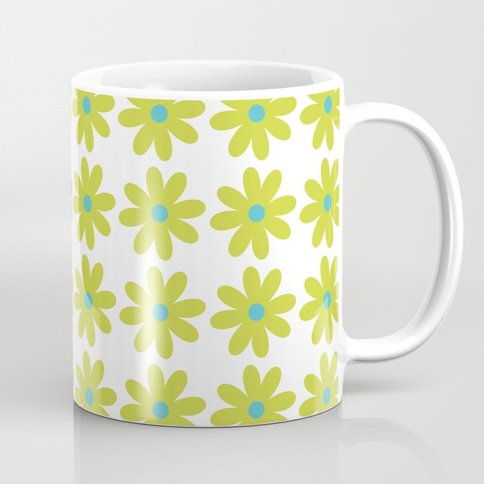 Springtime Flower Single in Lime Green and White Coffee Mug Gallery Image 1