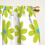 Springtime Flower Single in Lime Green and White Window Curtain Gallery Image 2