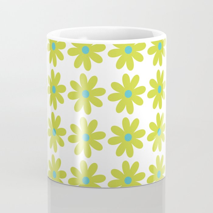 Springtime Flower Single in Lime Green and White Coffee Mug Gallery Image 4