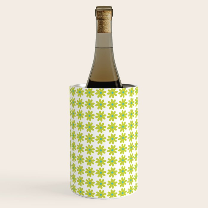 Springtime Flower Single in Lime Green and White Wine Chiller Gallery Image 2