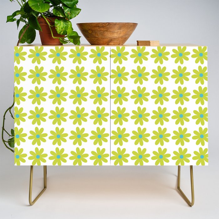 Springtime Flower Single in Lime Green and White Credenza Gallery Image 1