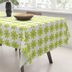 Springtime Flower Single in Lime Green and White Tablecloth Gallery Image 3
