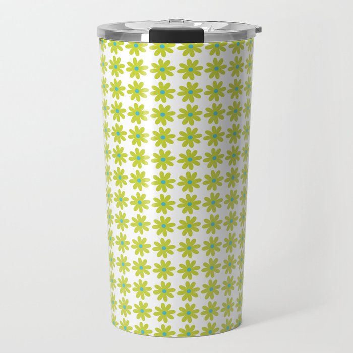 Springtime Flower Single in Lime Green and White Travel Mug Gallery Image 1