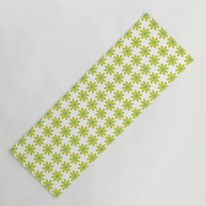 Springtime Flower Single in Lime Green and White Yoga Mat Gallery Image 1
