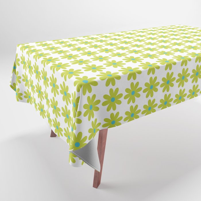 Springtime Flower Single in Lime Green and White Tablecloth Gallery Image 1