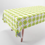 Springtime Flower Single in Lime Green and White Tablecloth Gallery Image 1