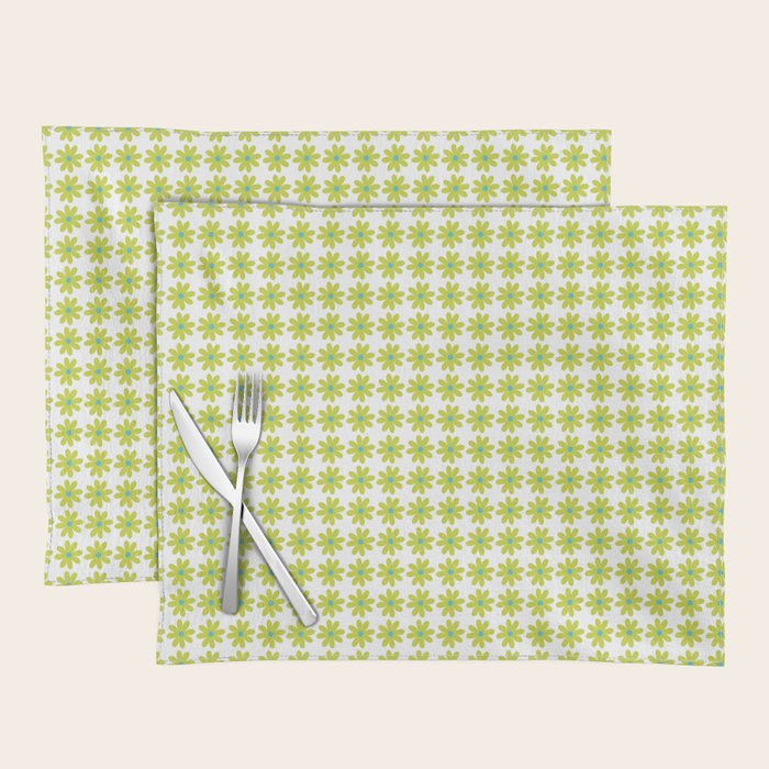 Springtime Flower Single in Lime Green and White Placemat Gallery Image 1