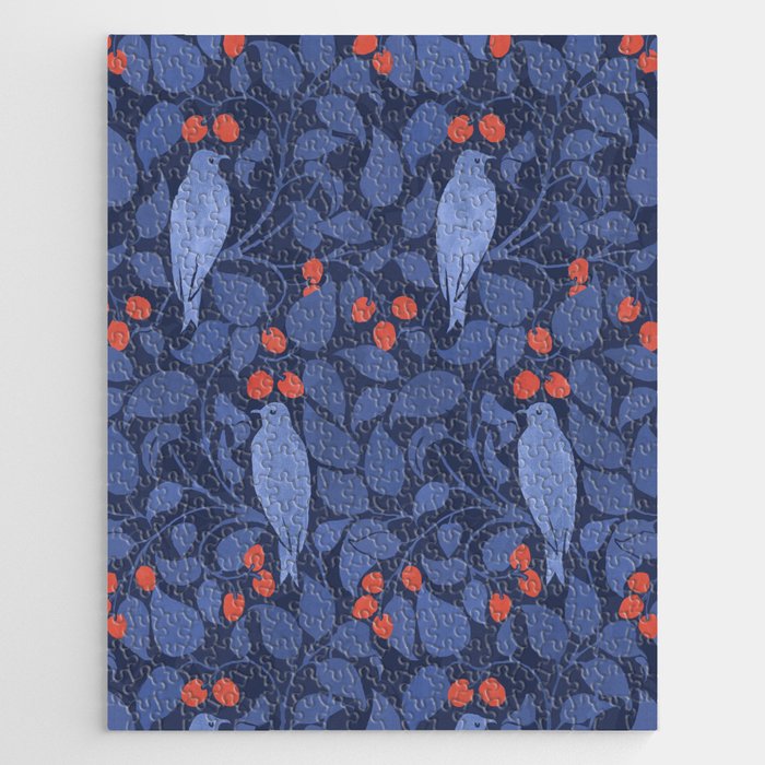 Blue Birds And Red Cherries Blue Jigsaw Puzzle Gallery Image 1