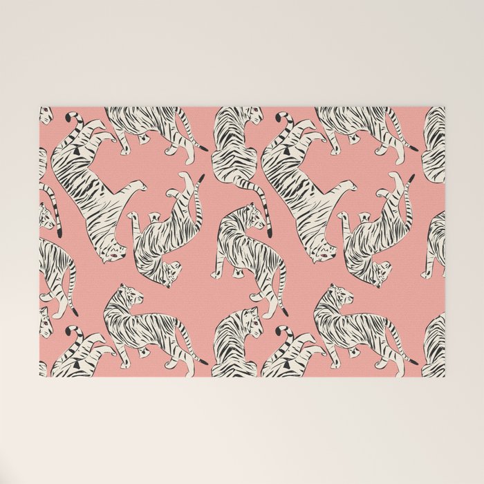 Pink Tiger Pattern 006 Welcome Mat Gallery Image 1