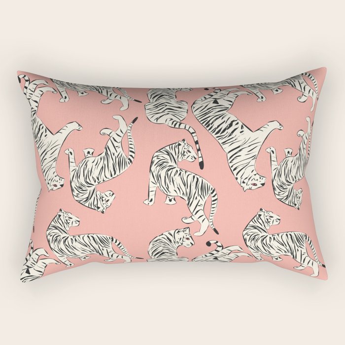 Pink Tiger Pattern 006 Rectangular Pillow Gallery Image 2