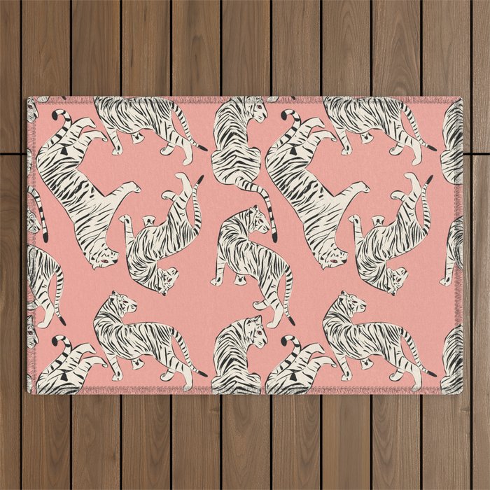Pink Tiger Pattern 006 Outdoor Rug Gallery Image 1