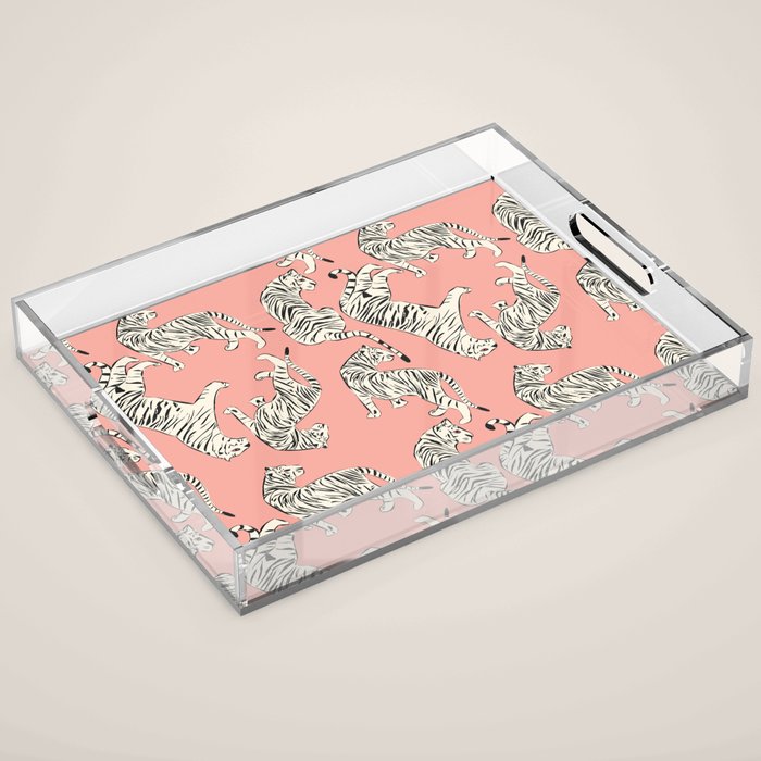Pink Tiger Pattern 006 Acrylic Tray Gallery Image 1