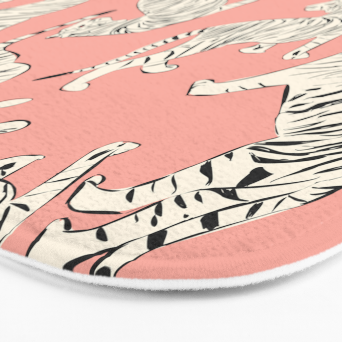 Pink Tiger Pattern 006 Bath Mat Gallery Image 3