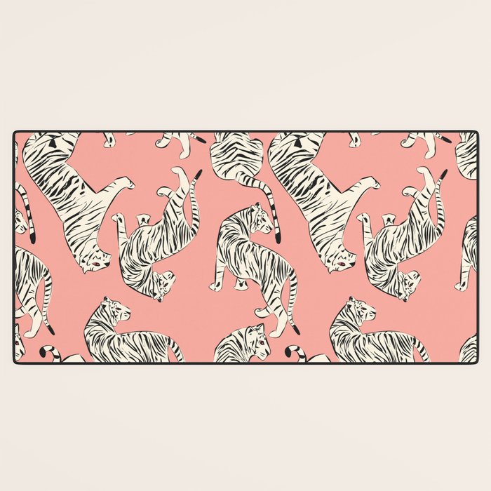 Pink Tiger Pattern 006 Desk Mat Gallery Image 3