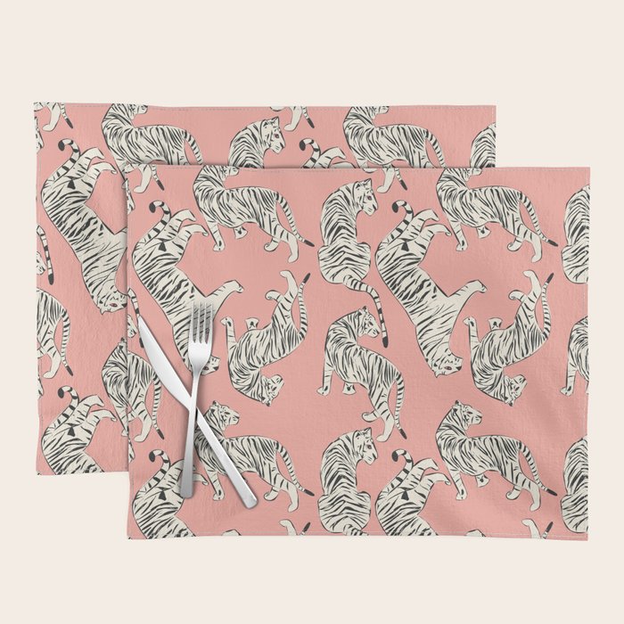 Pink Tiger Pattern 006 Placemat Gallery Image 1