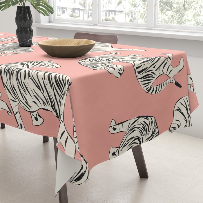 Pink Tiger Pattern 006 Tablecloth Gallery Image 3