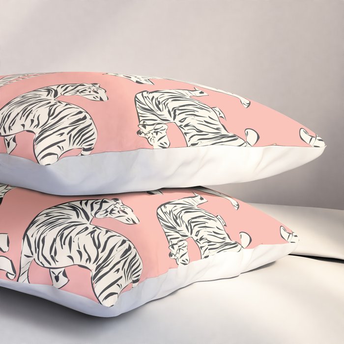 Pink Tiger Pattern 006 Pillow Sham Gallery Image 3