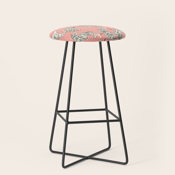 Pink Tiger Pattern 006 Stool Gallery Image 1