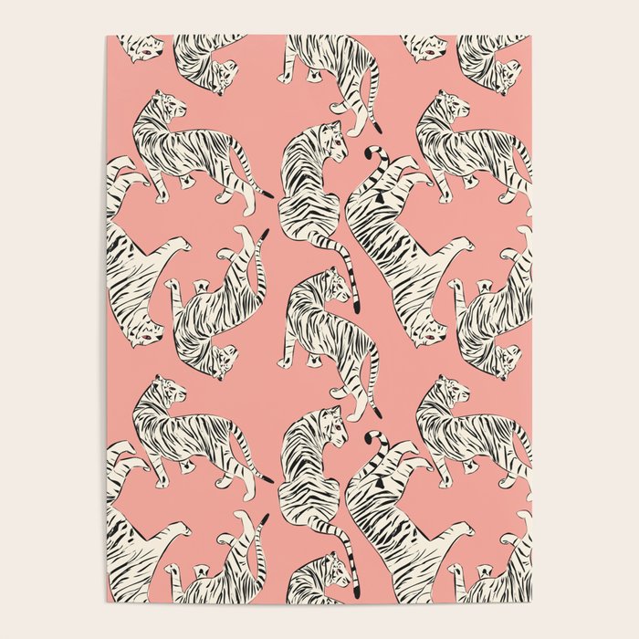 Pink Tiger Pattern 006 Poster Gallery Image 1