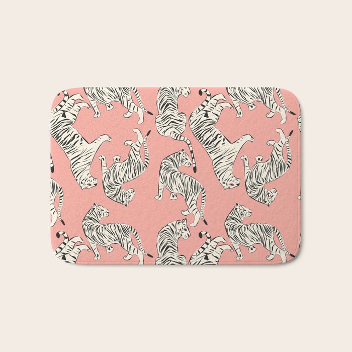 Pink Tiger Pattern 006 Bath Mat Gallery Image 1