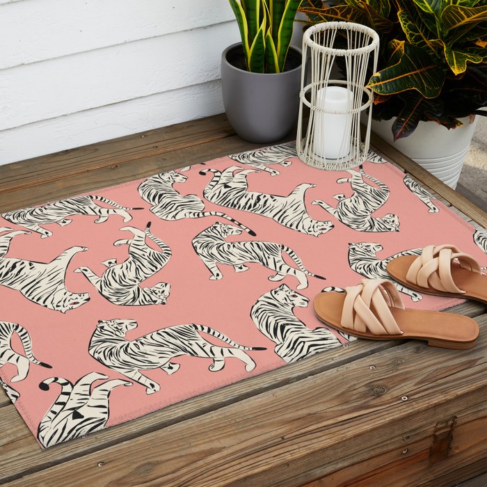 Pink Tiger Pattern 006 Outdoor Rug Gallery Image 2