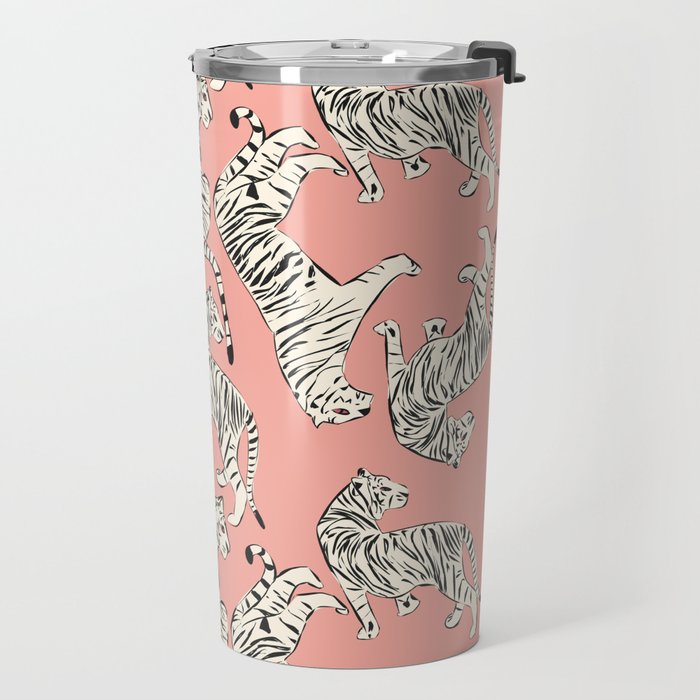 Pink Tiger Pattern 006 Travel Mug Gallery Image 2