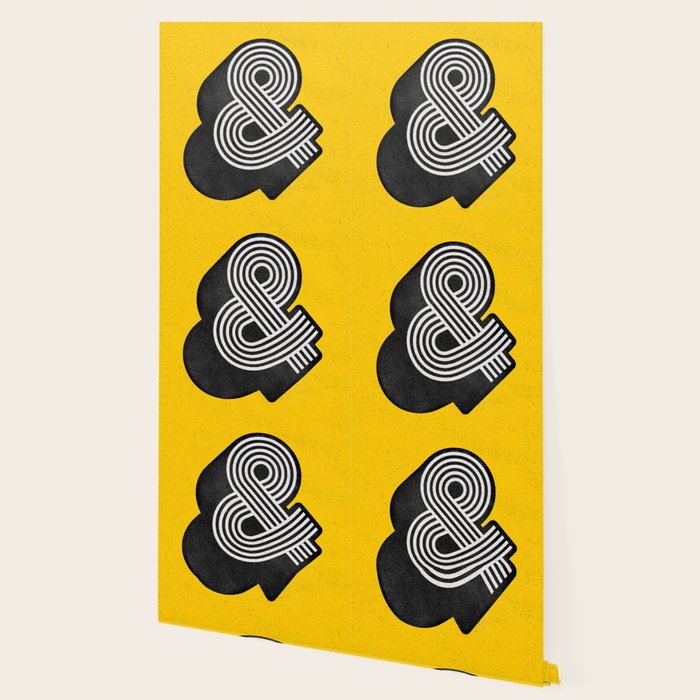 Ampersand black and white and yellow 3D typography design minimalist home decor wall decor Wallpaper Gallery Image 2