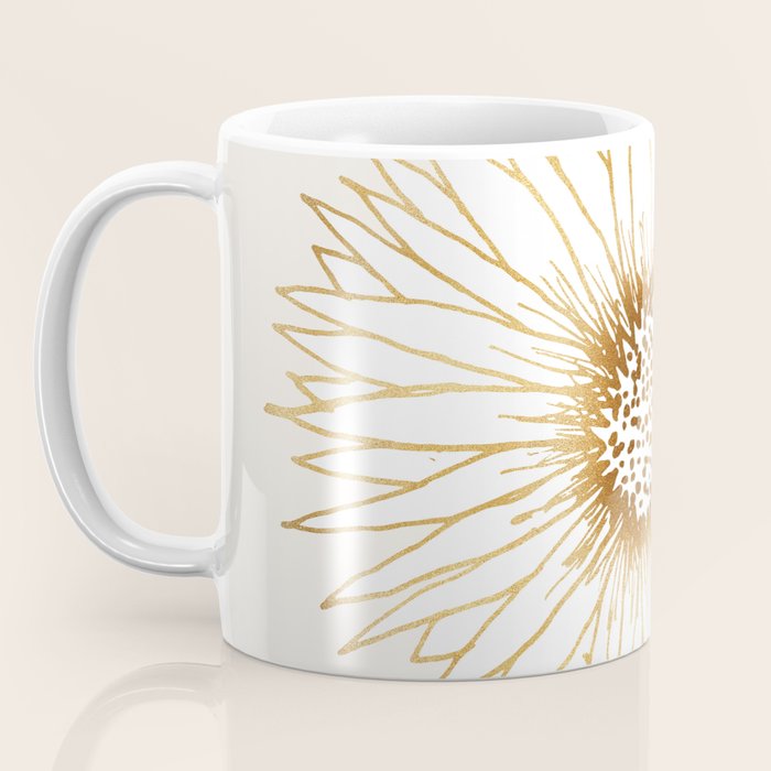Gold Sunflower Drawing Coffee Mug Gallery Image 3